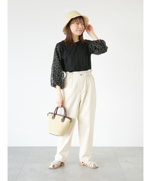 ehka sopo（エヘカソポ）の「ペーパーちびつばハット（ハット・レディース・キナリ/ベージュ/ブラック・ﾌﾘ-）」の9枚目の写真