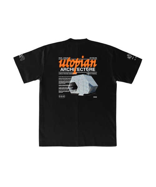 bonjour records(ボンジュールレコーズ)の「【Space Available/スペース・アヴェイラブル】 UTOPIAN ARCHITECTURE TEE ユートピアンアーキテクチャーTシャツ(Tシャツ/カットソー・メンズ・ブラック/ホワイト・L/M/XL/S)」の1枚目の写真