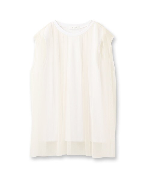 GALLEST(ギャレスト)の「メッシュタックノースリカットソー(Tシャツ/カットソー・レディース・ブラック/オフホワイト/ベージュ・38)」の8枚目の写真