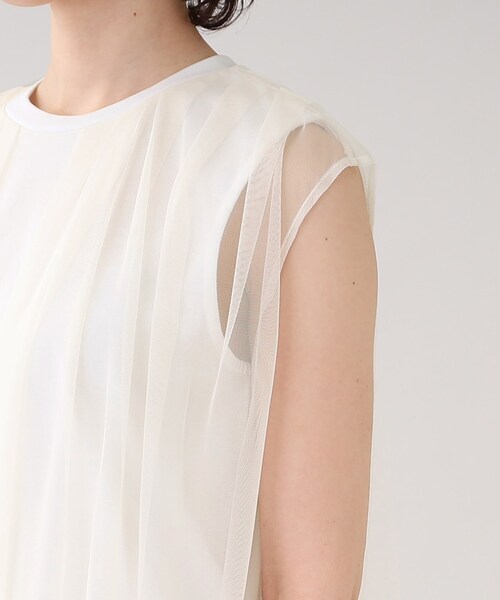 GALLEST(ギャレスト)の「メッシュタックノースリカットソー(Tシャツ/カットソー・レディース・ブラック/オフホワイト/ベージュ・38)」の13枚目の写真