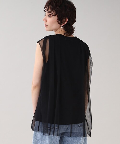 GALLEST(ギャレスト)の「メッシュタックノースリカットソー(Tシャツ/カットソー・レディース・ブラック/オフホワイト/ベージュ・38)」の19枚目の写真