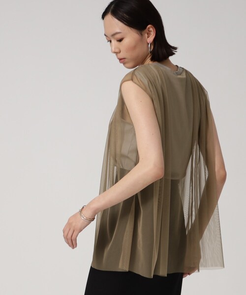 GALLEST(ギャレスト)の「メッシュタックノースリカットソー(Tシャツ/カットソー・レディース・ブラック/オフホワイト/ベージュ・38)」の21枚目の写真