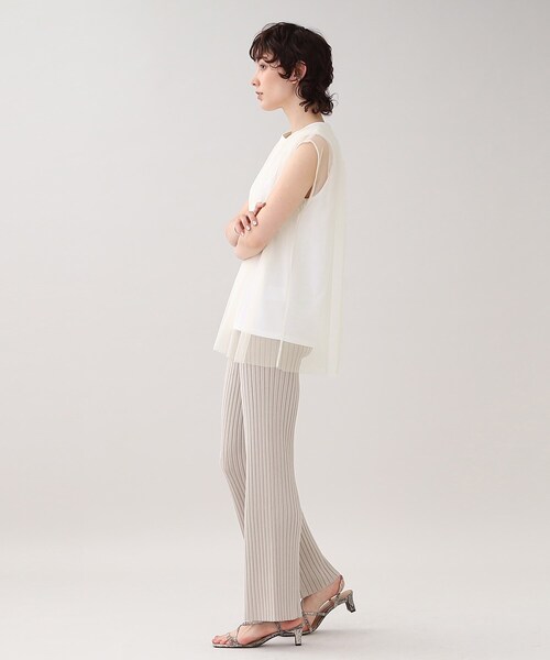 GALLEST(ギャレスト)の「メッシュタックノースリカットソー(Tシャツ/カットソー・レディース・ブラック/オフホワイト/ベージュ・38)」の5枚目の写真