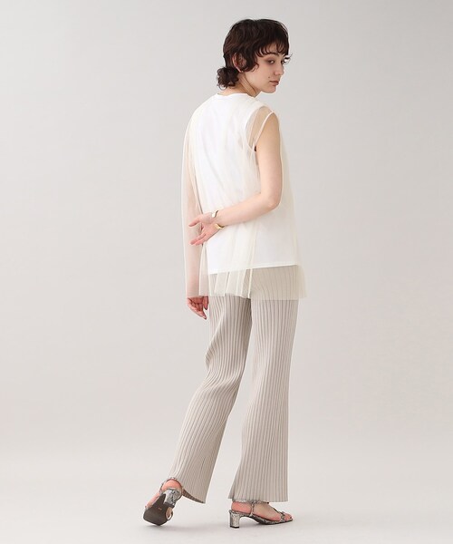 GALLEST(ギャレスト)の「メッシュタックノースリカットソー(Tシャツ/カットソー・レディース・ブラック/オフホワイト/ベージュ・38)」の6枚目の写真