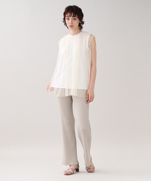 GALLEST(ギャレスト)の「メッシュタックノースリカットソー(Tシャツ/カットソー・レディース・ブラック/オフホワイト/ベージュ・38)」の7枚目の写真