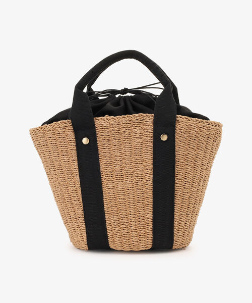 Afternoon Tea（アフタヌーンティー）の「テープハンドルかごトートバッグ（かごバッグ・レディース・ブラック/グリーン・ONE SIZE）」の2枚目の写真