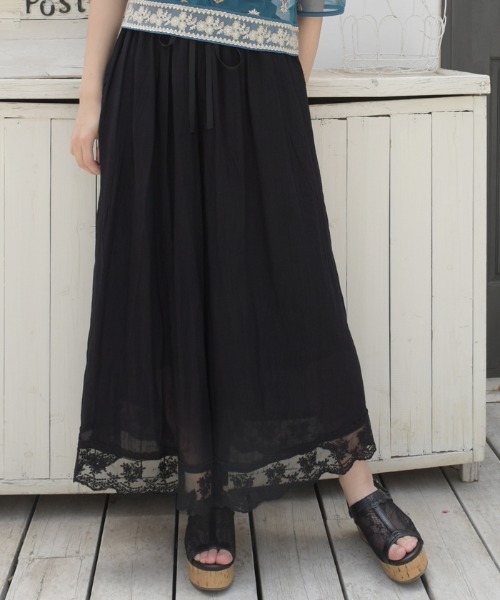 axes femme(アクシーズファム)の「裾レース楊柳ワイドパンツ(その他パンツ・レディース・ラベンダー/ブルー/イエロー/ブラック/レッド・FREE)」の11枚目の写真