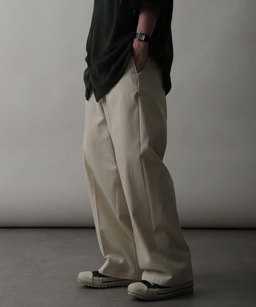 ZIP FIVE（ジップファイブ）の「【ZIP FIVE】ハイウエストタックワイドストレートチノパンツ/チノパンツ イージーワークパンツ ワイドパンツ シェフパンツ（チノパンツ・メンズ・カーキ/チャコールグレー/ブラック/ベージュ/アイボリー/ブラウン・X-LARGE/LARGE/MEDIUM）」の19枚目の写真