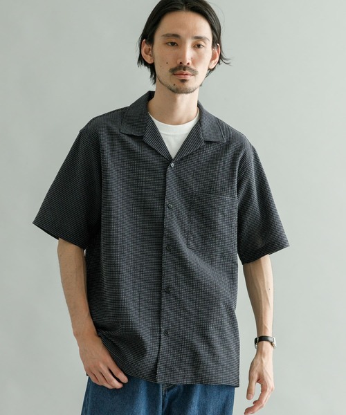 URBAN RESEARCH（アーバンリサーチ）の「3Dエアトリコットオープンカラーシャツ（シャツ/ブラウス・メンズ・ブルー系その他/チャコールグレー・LARGE/MEDIUM）」の2枚目の写真