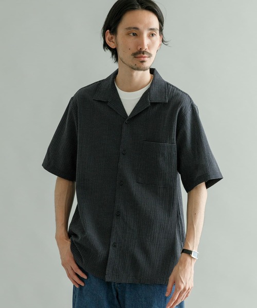 URBAN RESEARCH（アーバンリサーチ）の「3Dエアトリコットオープンカラーシャツ（シャツ/ブラウス・メンズ・ブルー系その他/チャコールグレー・LARGE/MEDIUM）」の6枚目の写真