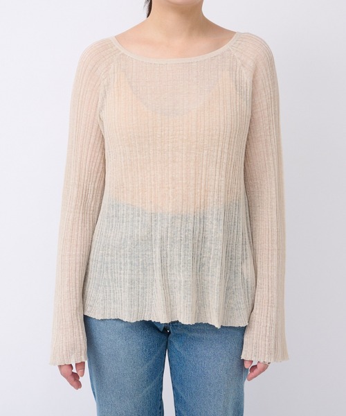 RIVE DROITE（リヴドロワ）の「シアーランダムリブニット（ニット/セーター・レディース・ベージュ/ブラック・FREE）」の20枚目の写真