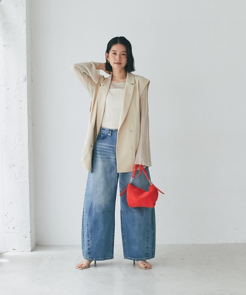 RIVE DROITE（リヴドロワ）の「シアーランダムリブニット（ニット/セーター・レディース・ベージュ/ブラック・FREE）」の14枚目の写真