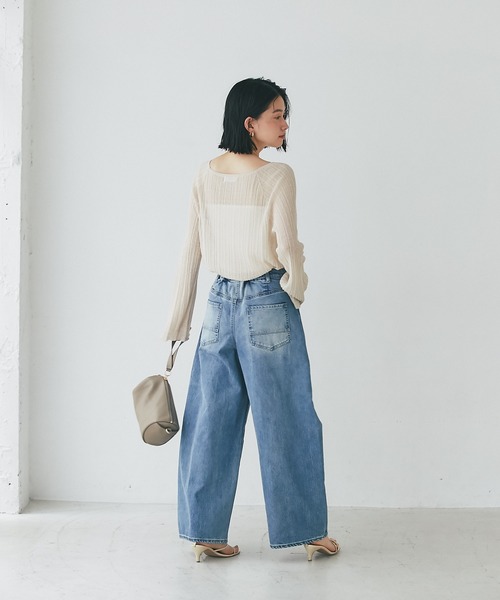 RIVE DROITE（リヴドロワ）の「シアーランダムリブニット（ニット/セーター・レディース・ベージュ/ブラック・FREE）」の13枚目の写真