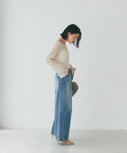 RIVE DROITE（リヴドロワ）の「シアーランダムリブニット（ニット/セーター・レディース・ベージュ/ブラック・FREE）」の12枚目の写真