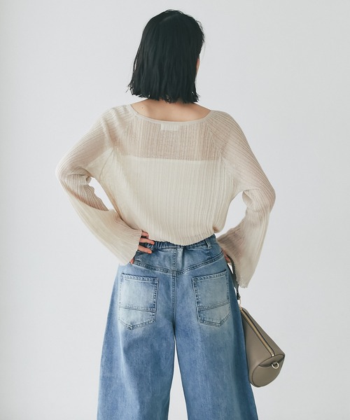 RIVE DROITE（リヴドロワ）の「シアーランダムリブニット（ニット/セーター・レディース・ベージュ/ブラック・FREE）」の18枚目の写真