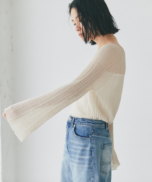RIVE DROITE（リヴドロワ）の「シアーランダムリブニット（ニット/セーター・レディース・ベージュ/ブラック・FREE）」の17枚目の写真
