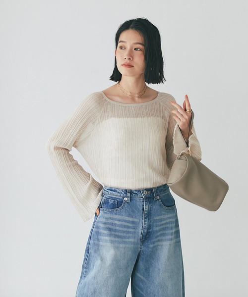 RIVE DROITE（リヴドロワ）の「シアーランダムリブニット（ニット/セーター・レディース・ベージュ/ブラック・FREE）」の16枚目の写真