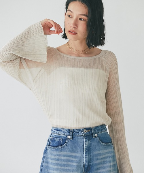 RIVE DROITE（リヴドロワ）の「シアーランダムリブニット（ニット/セーター・レディース・ベージュ/ブラック・FREE）」の15枚目の写真