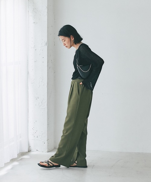 RIVE DROITE（リヴドロワ）の「シアーランダムリブニット（ニット/セーター・レディース・ベージュ/ブラック・FREE）」の4枚目の写真