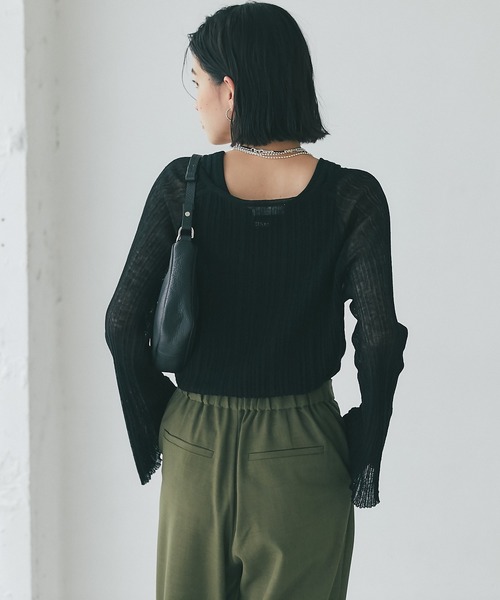 RIVE DROITE（リヴドロワ）の「シアーランダムリブニット（ニット/セーター・レディース・ベージュ/ブラック・FREE）」の8枚目の写真