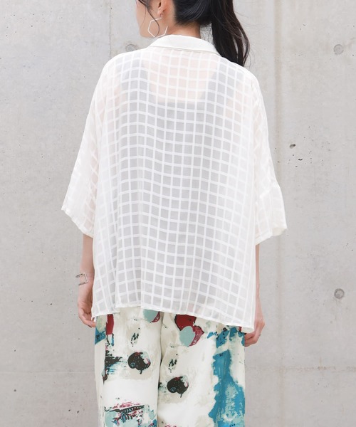 n'OrLABEL（ノアールレーベル）の「【廃盤】『チェック柄シアーシャツ』（シャツ/ブラウス・レディース・オフホワイト/ブラック・FREE）」の6枚目の写真