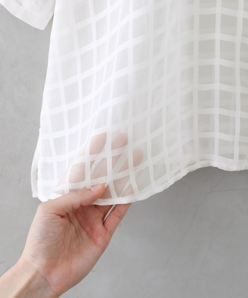 n'OrLABEL（ノアールレーベル）の「【廃盤】『チェック柄シアーシャツ』（シャツ/ブラウス・レディース・オフホワイト/ブラック・FREE）」の12枚目の写真