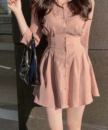 シャツワンピース（ピンク/桃色系・ショート・ミニ丈）ファッション