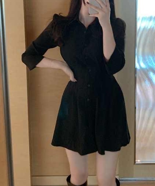 セール】Aラインシャツワンピース（シャツワンピース）｜Achic