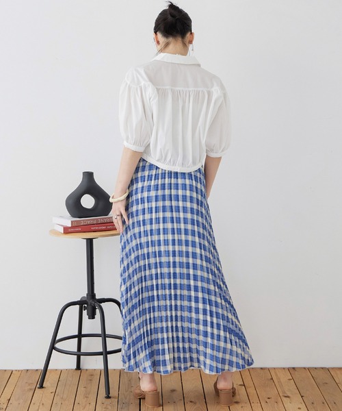 Fashion Letter(ファッションレター)の「ポプリン チェックプリント プリーツスカート(スカート・レディース・ブルー/グリーン/ブラック・M)」の9枚目の写真
