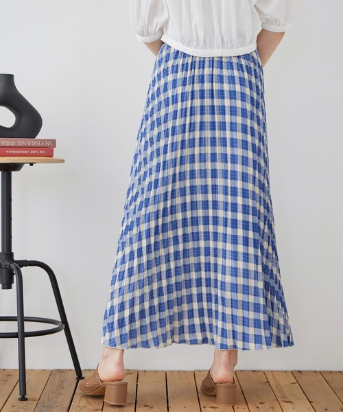 Fashion Letter(ファッションレター)の「ポプリン チェックプリント プリーツスカート(スカート・レディース・ブルー/グリーン/ブラック・M)」の10枚目の写真