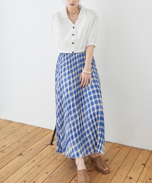 Fashion Letter(ファッションレター)の「ポプリン チェックプリント プリーツスカート(スカート・レディース・ブルー/グリーン/ブラック・M)」の11枚目の写真