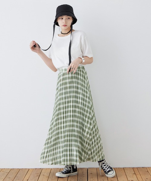 Fashion Letter(ファッションレター)の「ポプリン チェックプリント プリーツスカート(スカート・レディース・ブルー/グリーン/ブラック・M)」の13枚目の写真