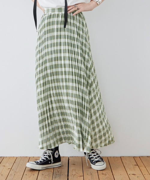 Fashion Letter(ファッションレター)の「ポプリン チェックプリント プリーツスカート(スカート・レディース・ブルー/グリーン/ブラック・M)」の14枚目の写真