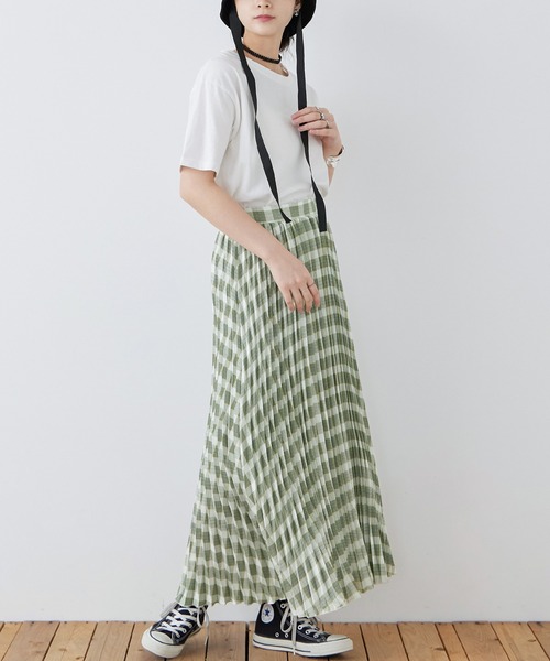 Fashion Letter(ファッションレター)の「ポプリン チェックプリント プリーツスカート(スカート・レディース・ブルー/グリーン/ブラック・M)」の15枚目の写真