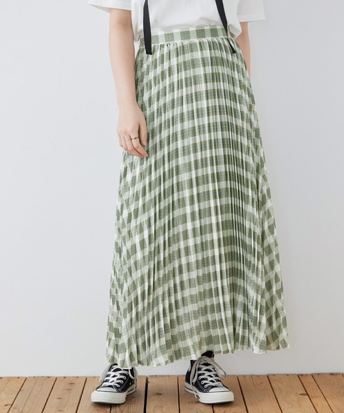 Fashion Letter(ファッションレター)の「ポプリン チェックプリント プリーツスカート(スカート・レディース・ブルー/グリーン/ブラック・M)」の16枚目の写真