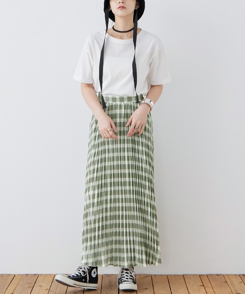 Fashion Letter(ファッションレター)の「ポプリン チェックプリント プリーツスカート(スカート・レディース・ブルー/グリーン/ブラック・M)」の17枚目の写真