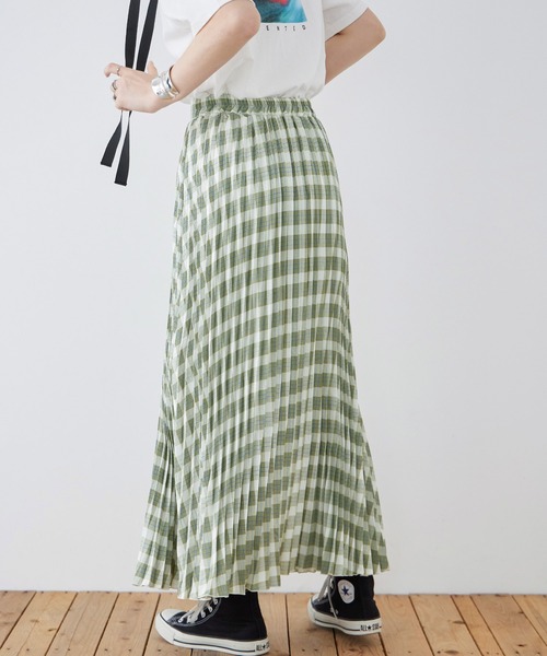 Fashion Letter(ファッションレター)の「ポプリン チェックプリント プリーツスカート(スカート・レディース・ブルー/グリーン/ブラック・M)」の18枚目の写真