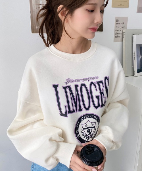 最終価格です♡完売品　新品タグ付き　ミースロエ　スウェット セール】裏起毛プリントカレッジロゴスウェット（スウェット