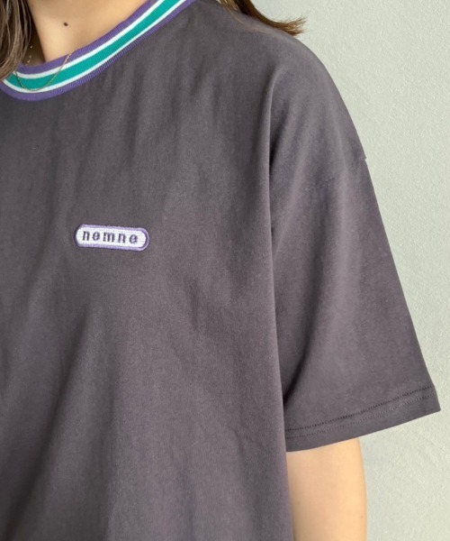 nemne store(ネンネストア)の「【 低身長サイズあり】リブライン1ポイントTシャツ(Tシャツ/カットソー・レディース・スミクロ/オートミール/アイボリー・SMALL/MEDIUM)」の15枚目の写真