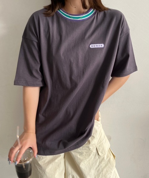 nemne store(ネンネストア)の「【 低身長サイズあり】リブライン1ポイントTシャツ(Tシャツ/カットソー・レディース・スミクロ/オートミール/アイボリー・SMALL/MEDIUM)」の20枚目の写真