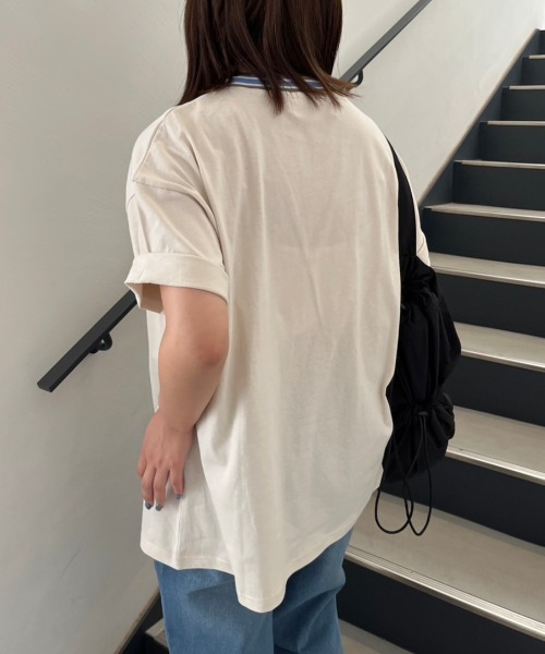 nemne store(ネンネストア)の「【 低身長サイズあり】リブライン1ポイントTシャツ(Tシャツ/カットソー・レディース・スミクロ/オートミール/アイボリー・SMALL/MEDIUM)」の16枚目の写真