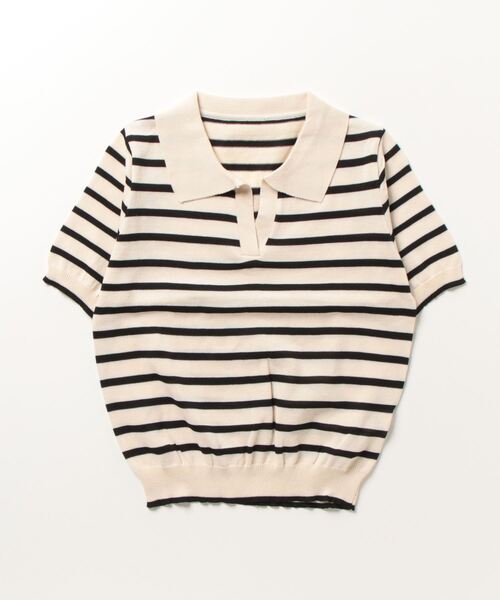 gossip!ロサンゼルス(ゴシップロサンゼルス)の「スキッパーボーダーニット(Tシャツ/カットソー・レディース・アイボリー/ブラック・FREE)」の12枚目の写真