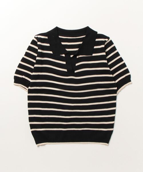 gossip!ロサンゼルス(ゴシップロサンゼルス)の「スキッパーボーダーニット(Tシャツ/カットソー・レディース・アイボリー/ブラック・FREE)」の13枚目の写真