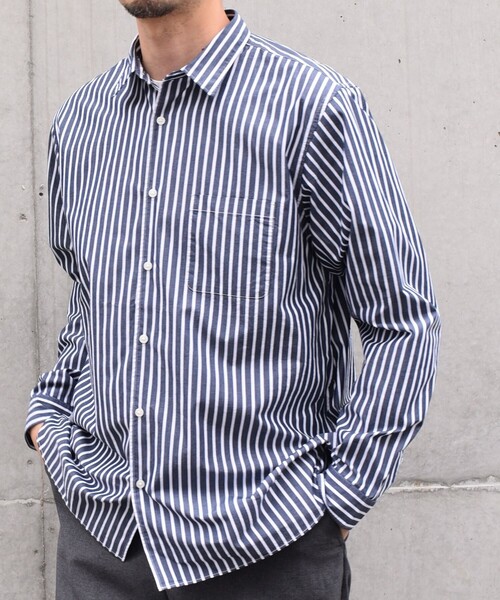 SHIPS any（シップス エニィ）の「SHIPS any: ストライプ / ソリッド リラックス レギュラーカラー シャツ 24SS◇（シャツ/ブラウス・メンズ・ホワイト/ブルー/ネイビー/ライトブルー/グレー/ダークブルー/サックスブルー/コバルトブルー/ブルー系その他/スカイブルー/ロイヤルブルー・SMALL/MEDIUM/LARGE/X-LARGE）」の11枚目の写真