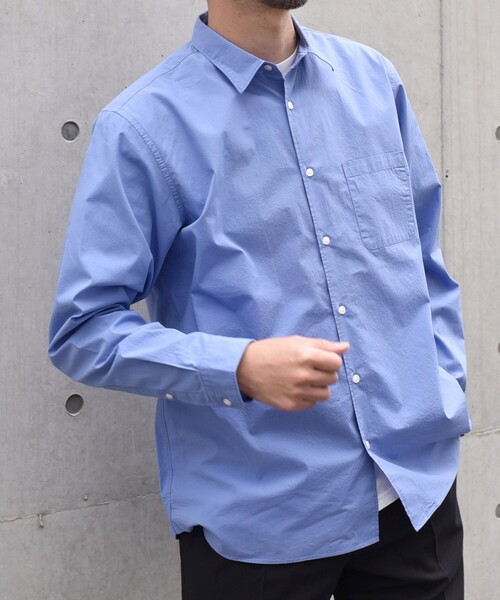 SHIPS any（シップス エニィ）の「SHIPS any: ストライプ / ソリッド リラックス レギュラーカラー シャツ 24SS◇（シャツ/ブラウス・メンズ・ホワイト/ブルー/ネイビー/ライトブルー/グレー/ダークブルー/サックスブルー/コバルトブルー/ブルー系その他/スカイブルー/ロイヤルブルー・SMALL/MEDIUM/LARGE/X-LARGE）」の4枚目の写真