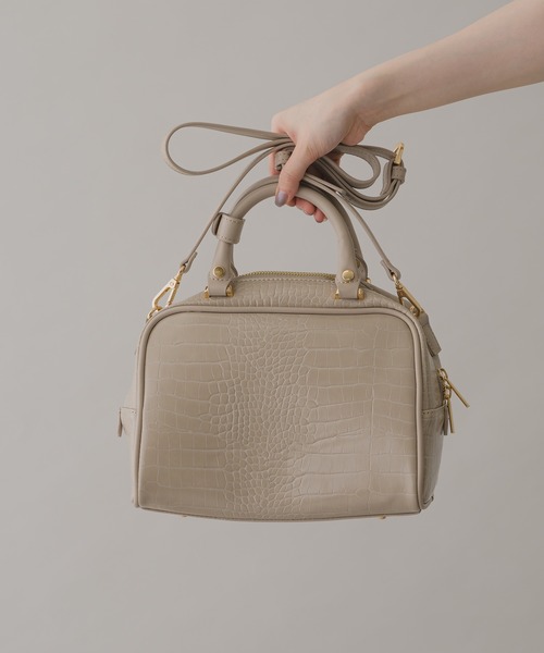 KATHARINE ROSS（キャサリンロス）の「【KATHARINE ROSS】クロコボストンバッグ（ボストンバッグ・レディース・グレイッシュベージュ/ブラック・MEDIUM）」の12枚目の写真