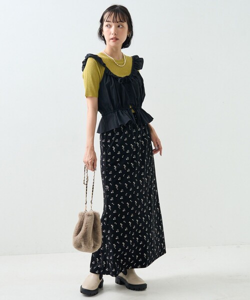 FREAK'S STORE（フリークスストア）の「フリル ビスチェ（キャミソール・レディース・ブラック/オフホワイト・ﾌﾘ-）」の3枚目の写真