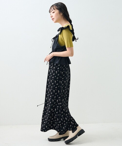 FREAK'S STORE（フリークスストア）の「フリル ビスチェ（キャミソール・レディース・ブラック/オフホワイト・ﾌﾘ-）」の5枚目の写真