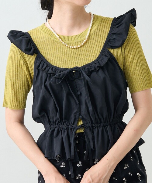 FREAK'S STORE（フリークスストア）の「フリル ビスチェ（キャミソール・レディース・ブラック/オフホワイト・ﾌﾘ-）」の8枚目の写真