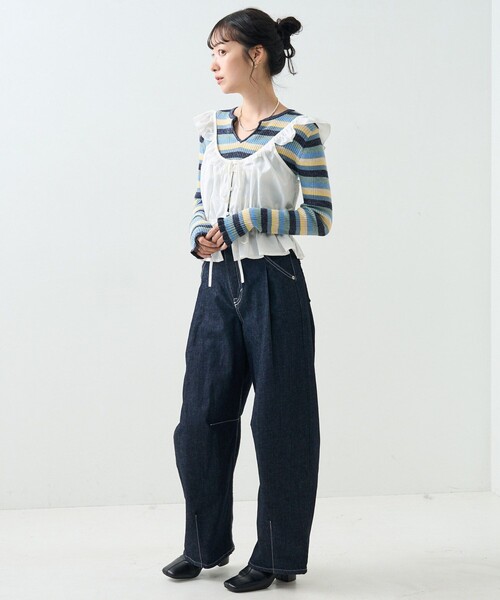 FREAK'S STORE（フリークスストア）の「フリル ビスチェ（キャミソール・レディース・ブラック/オフホワイト・ﾌﾘ-）」の11枚目の写真